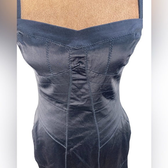 Mango Moments Gothic Chic Structured Black Cocktail Mini Dress Size 4 - Picture 6 of 12